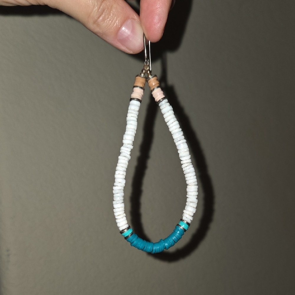 NWOT Isabel Marant White and Teal Beaded Earrings - Picture 7 of 8